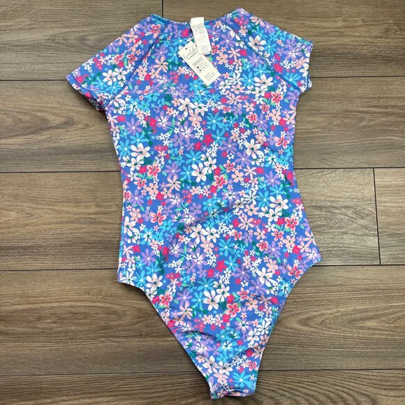 Cupshe Floral Print Front Zip Rashguard One Piece Swimsuit Womens Size Small NEW - Picture 2 of 9